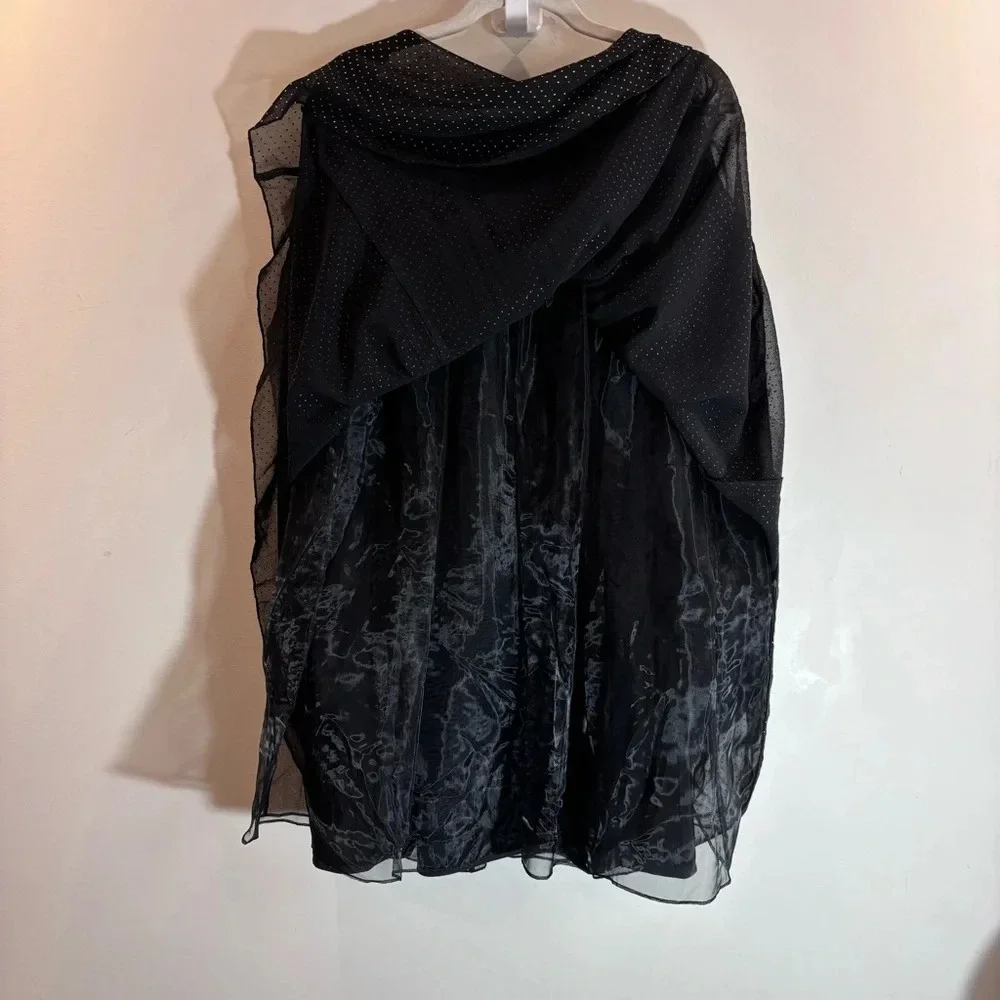 EVER NEW Sz 2 Gathered Elastic Waist Sheer Lined Gold  Polka Dot Midi Skirt NEW - Picture 6 of 12